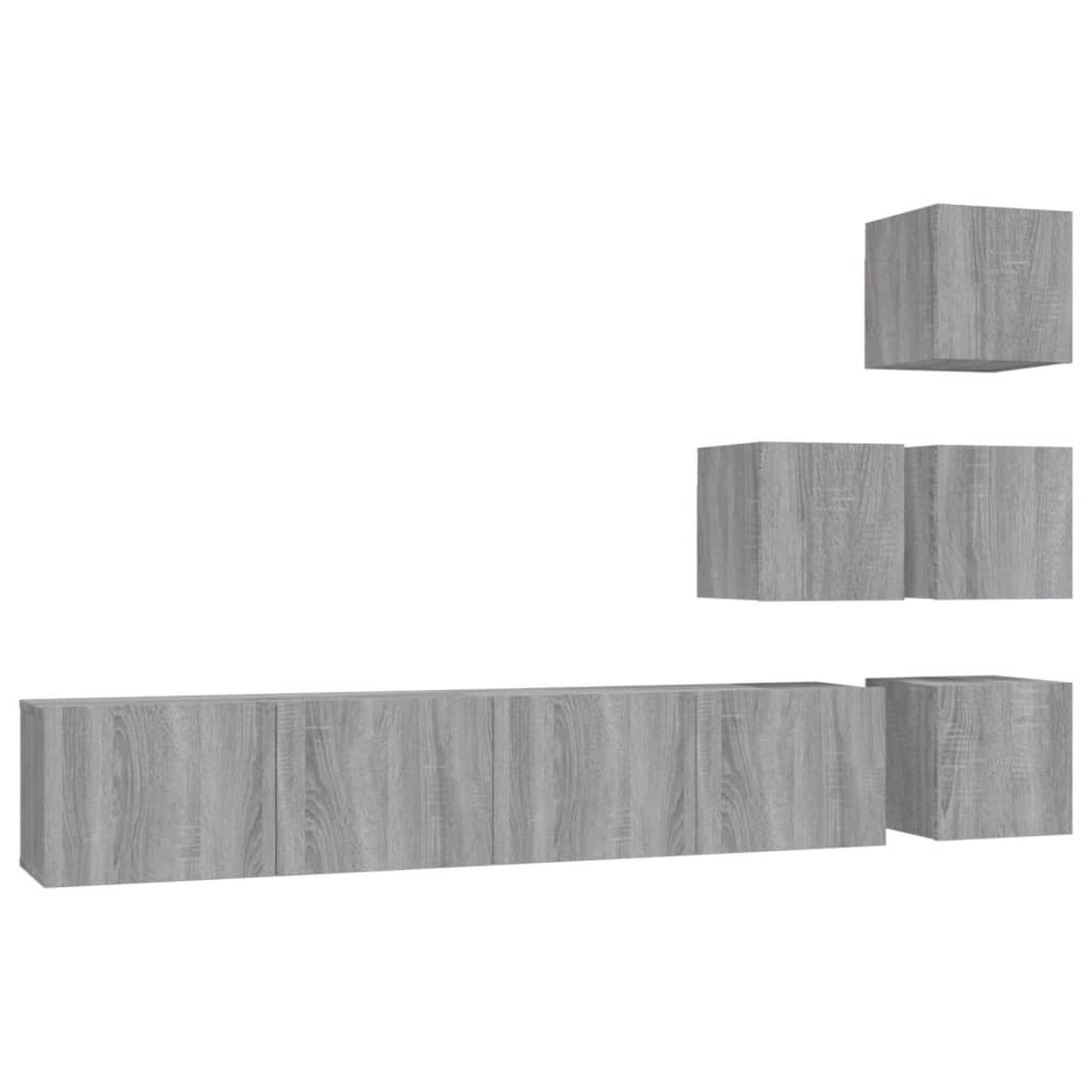 vidaXL Meuble TV mural gris Sonoma en bois d'ingénierie