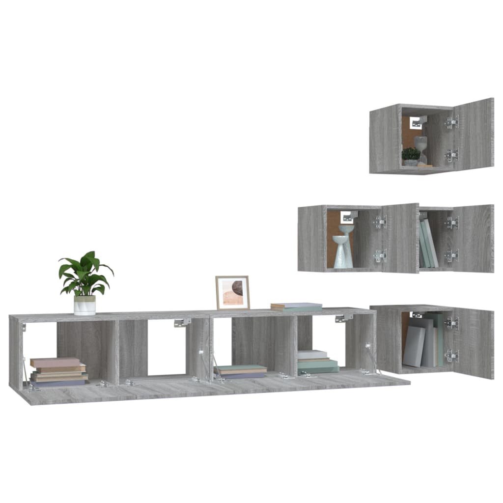 vidaXL Meuble TV mural gris Sonoma en bois d'ingénierie