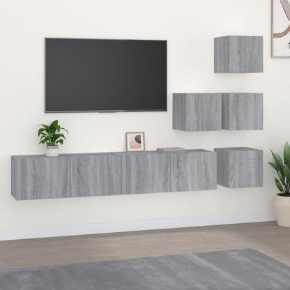 vidaXL Meuble TV mural gris Sonoma en bois d'ingénierie