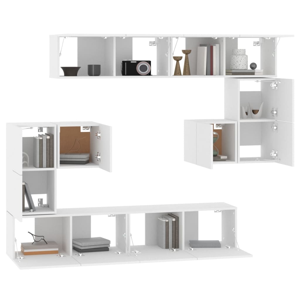 Meuble TV mural vidaXL Blanc Bois d'ingénierie