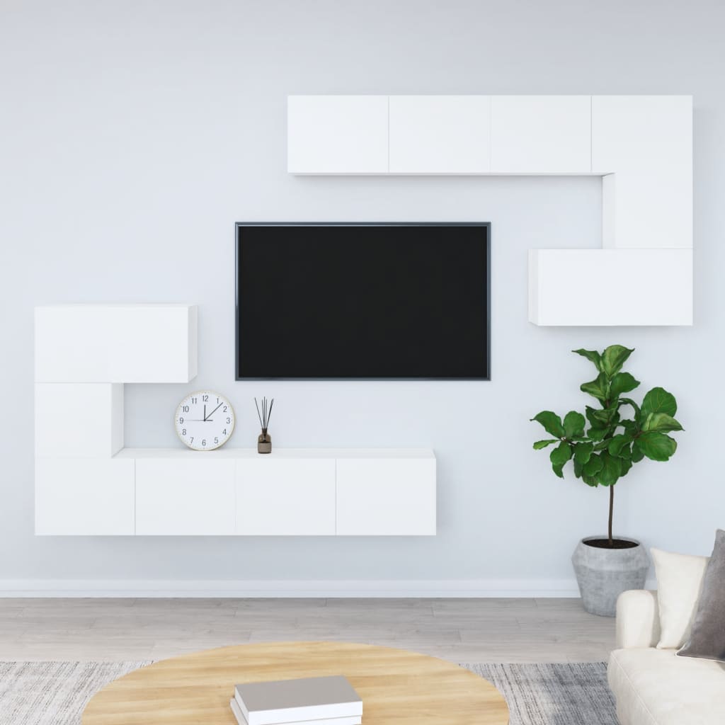 Meuble TV mural vidaXL Blanc Bois d'ingénierie