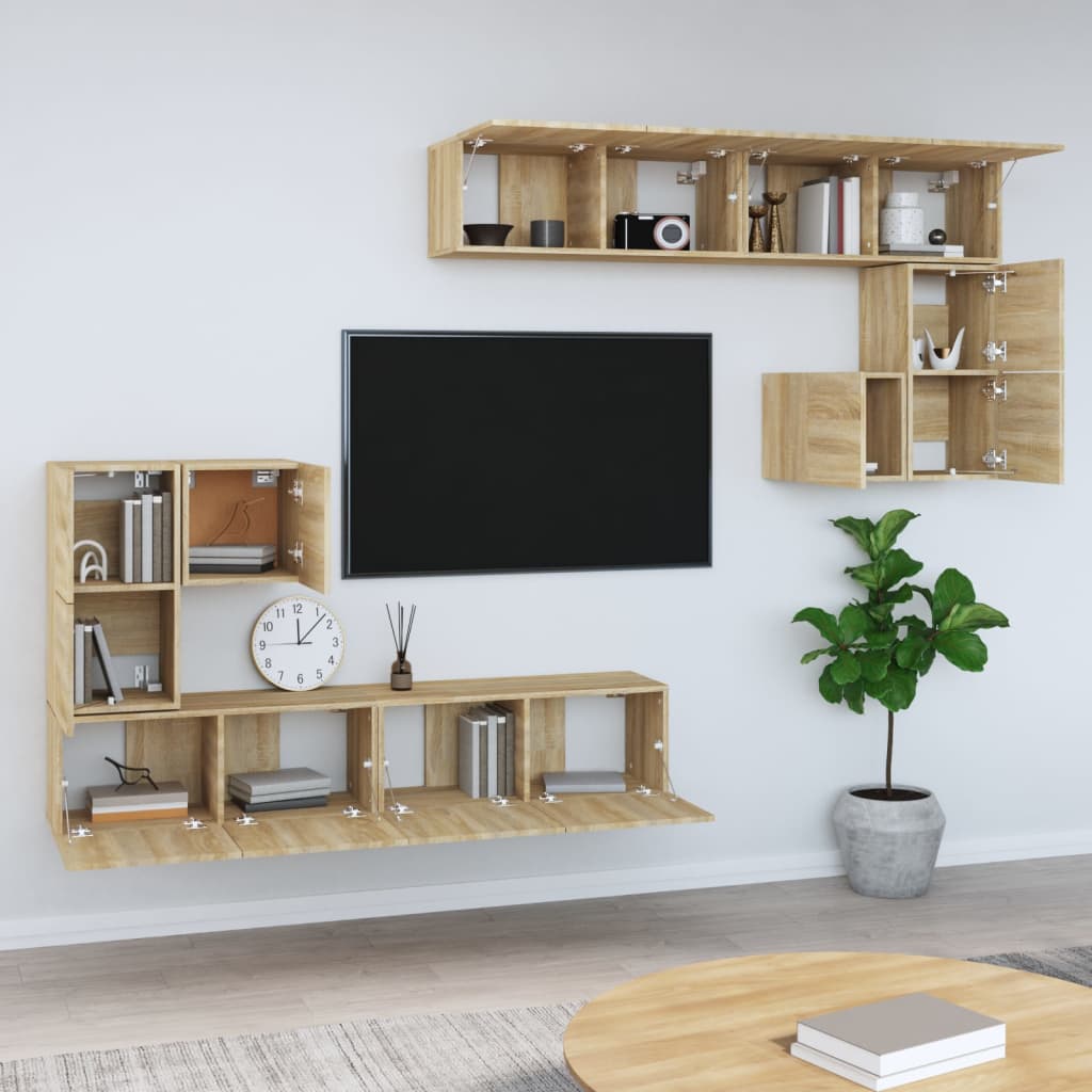 Meuble TV mural vidaXL chêne Sonoma en bois d'ingénierie