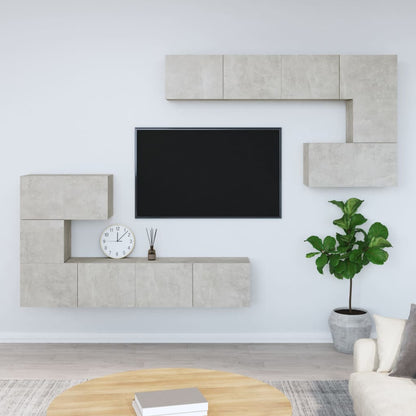 vidaXL Meuble TV mural gris béton en bois d'ingénierie