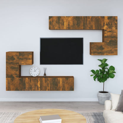 vidaXL Meuble TV mural chêne fumé, bois d'ingénierie