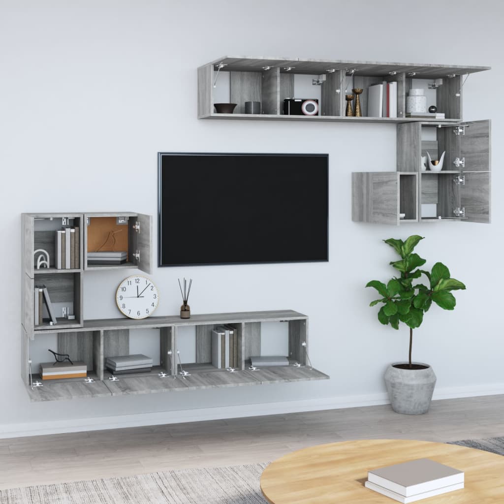 vidaXL Meuble TV mural gris Sonoma en bois d'ingénierie