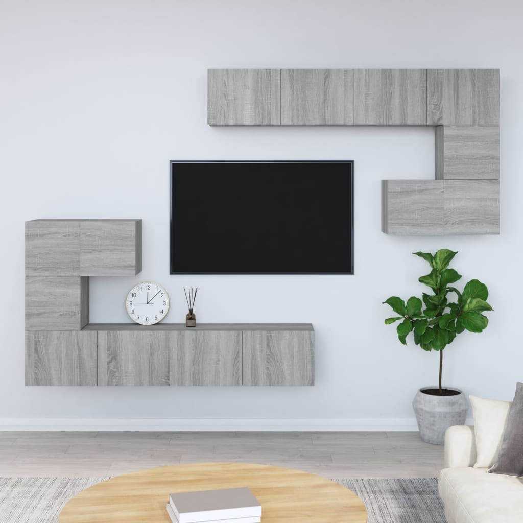 vidaXL Meuble TV mural gris Sonoma en bois d'ingénierie