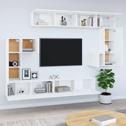 Meuble TV mural vidaXL Blanc Bois d'ingénierie