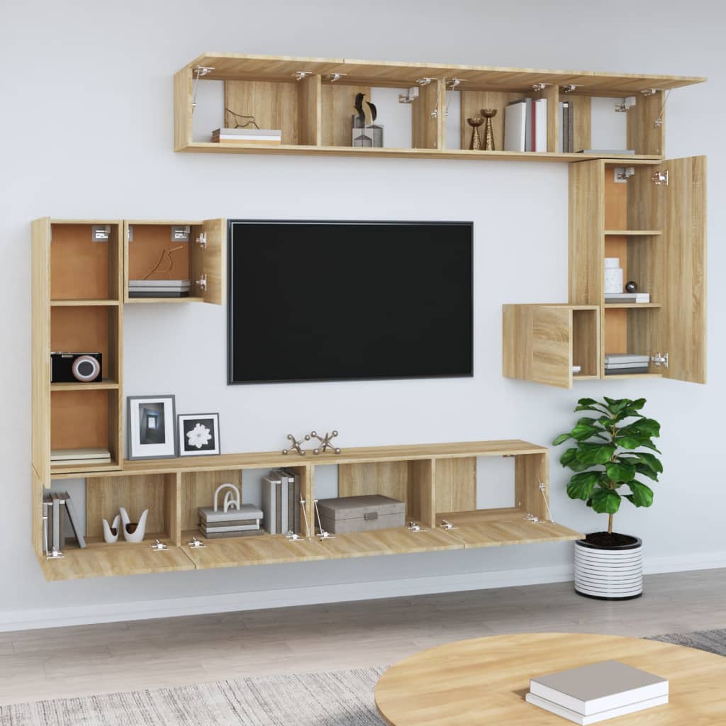 Meuble TV mural vidaXL chêne Sonoma en bois d'ingénierie