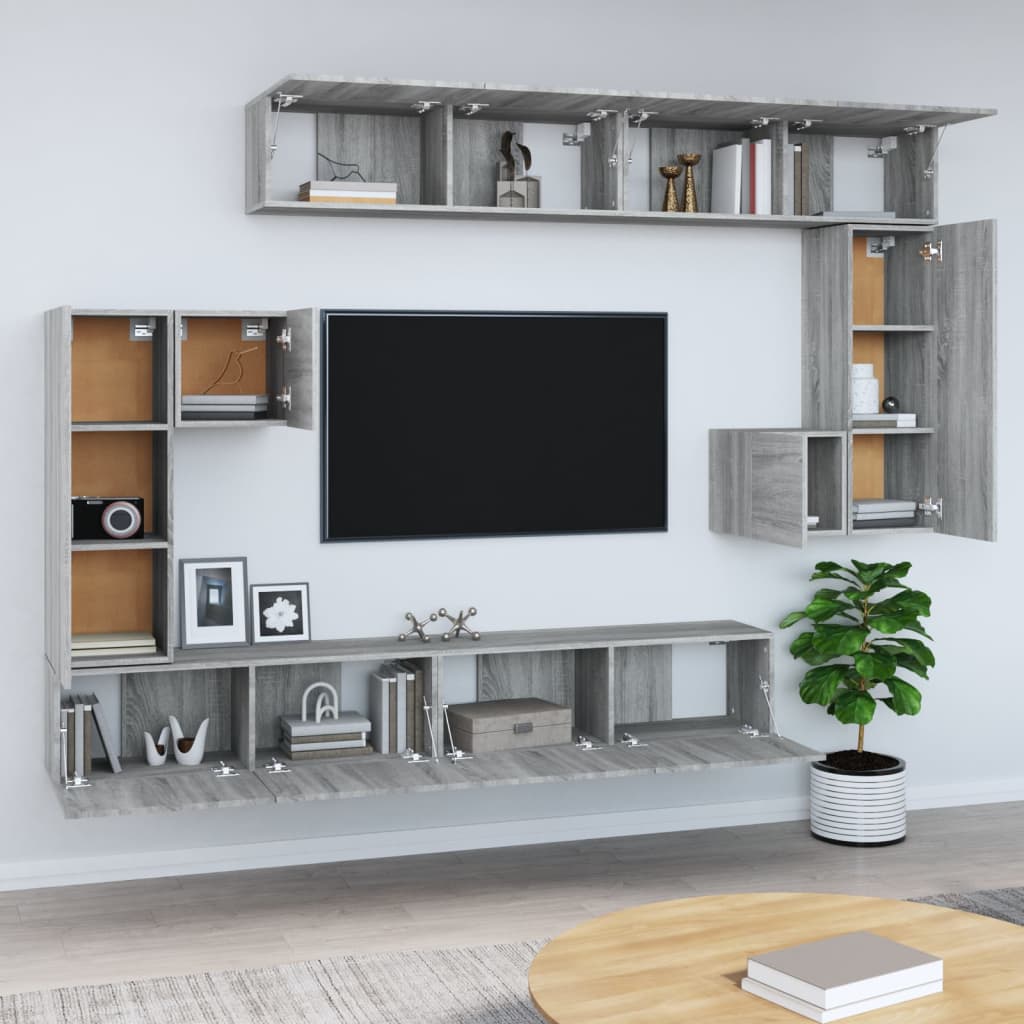 vidaXL Meuble TV mural gris Sonoma en bois d'ingénierie