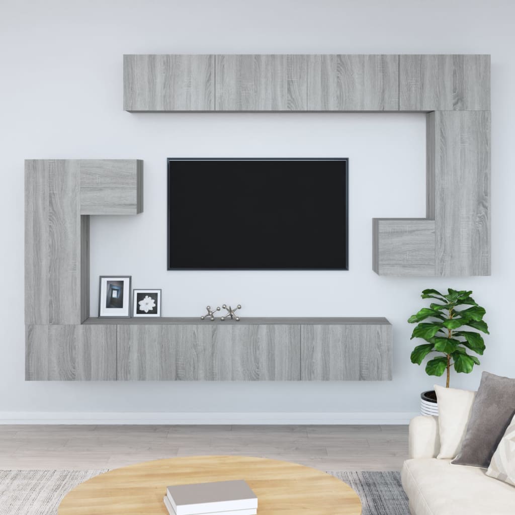 vidaXL Meuble TV mural gris Sonoma en bois d'ingénierie