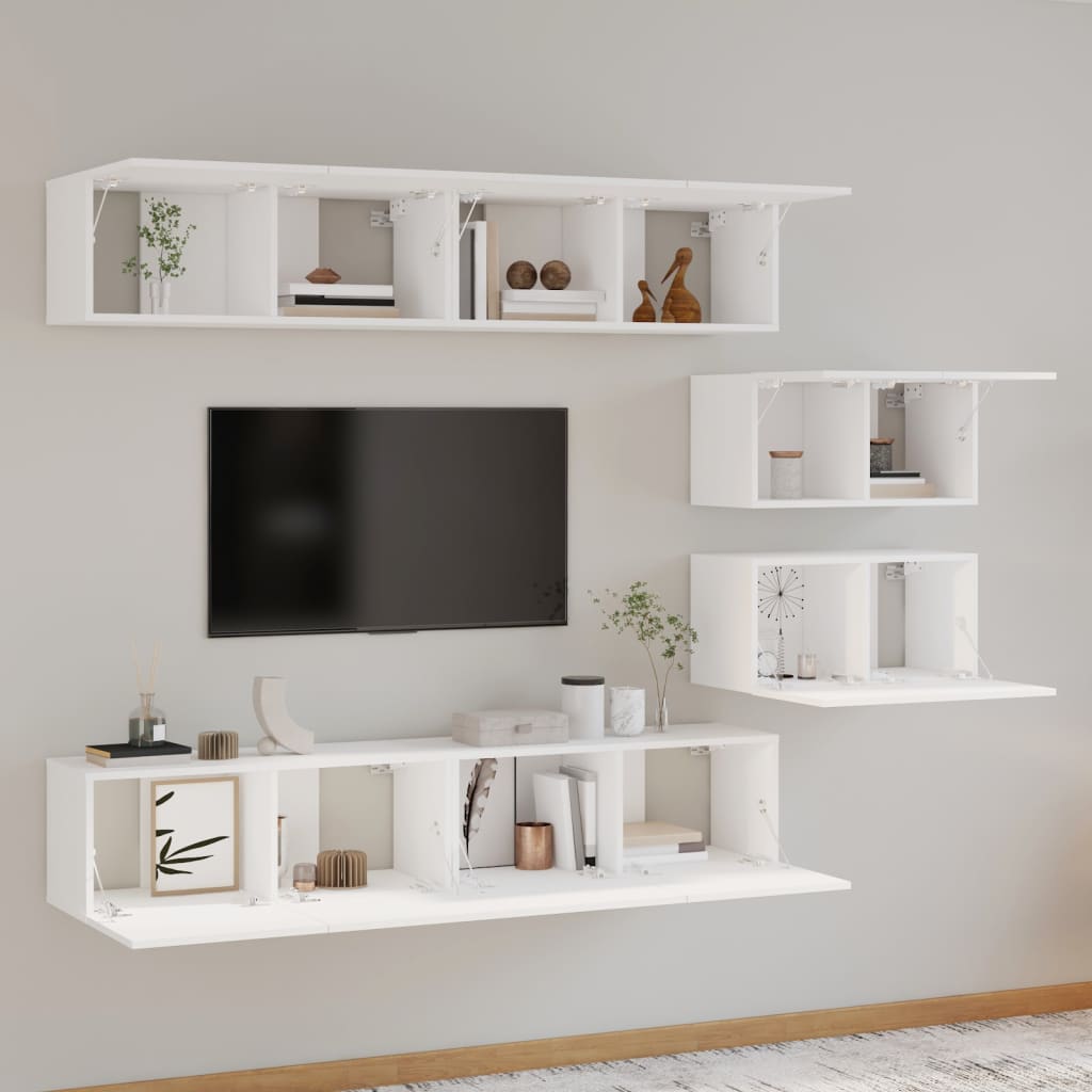 vidaXL Ensemble de 6 meubles TV blanc en bois d'ingénierie