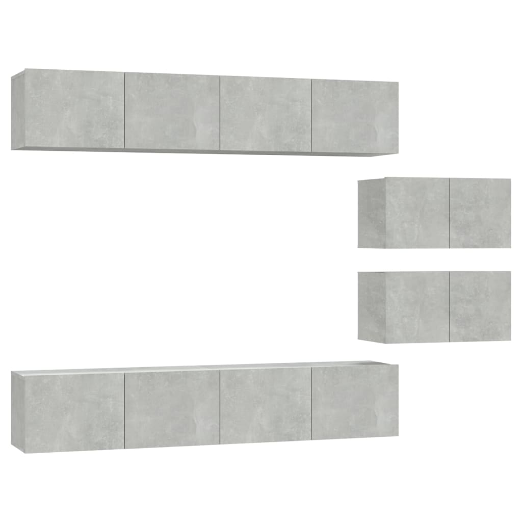 vidaXL Ensemble de 6 meubles TV gris béton, bois d'ingénierie