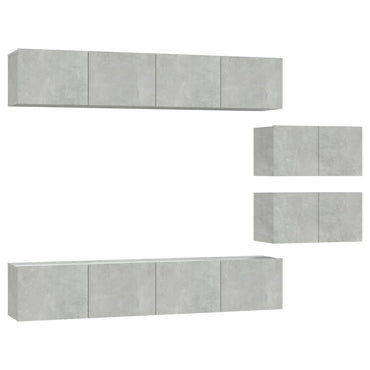 vidaXL Ensemble de 6 meubles TV gris béton, bois d'ingénierie