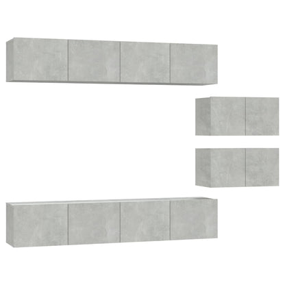 vidaXL Ensemble de 6 meubles TV gris béton, bois d'ingénierie