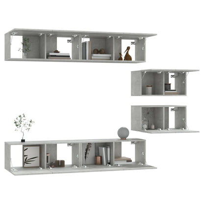 vidaXL Ensemble de 6 meubles TV gris béton, bois d'ingénierie