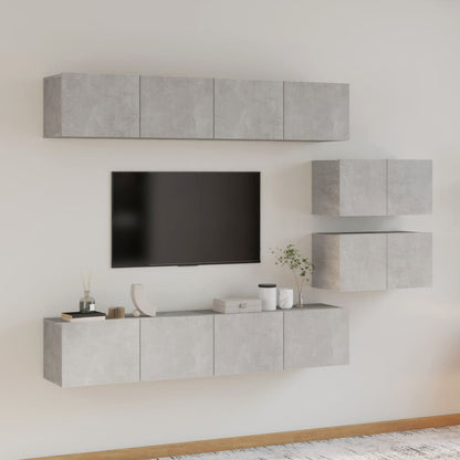 vidaXL Ensemble de 6 meubles TV gris béton, bois d'ingénierie