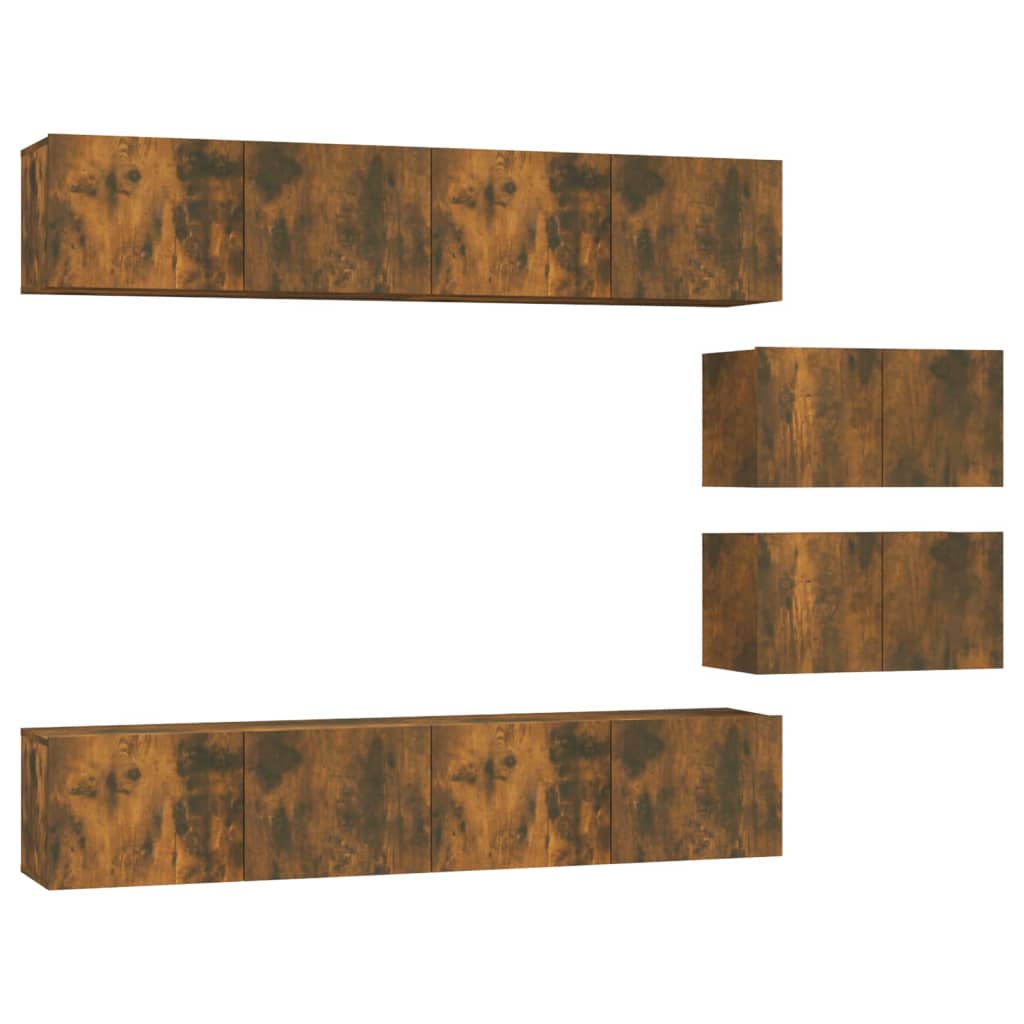vidaXL Meuble TV, 6 pcs, Chêne fumé, Bois d'ingénierie