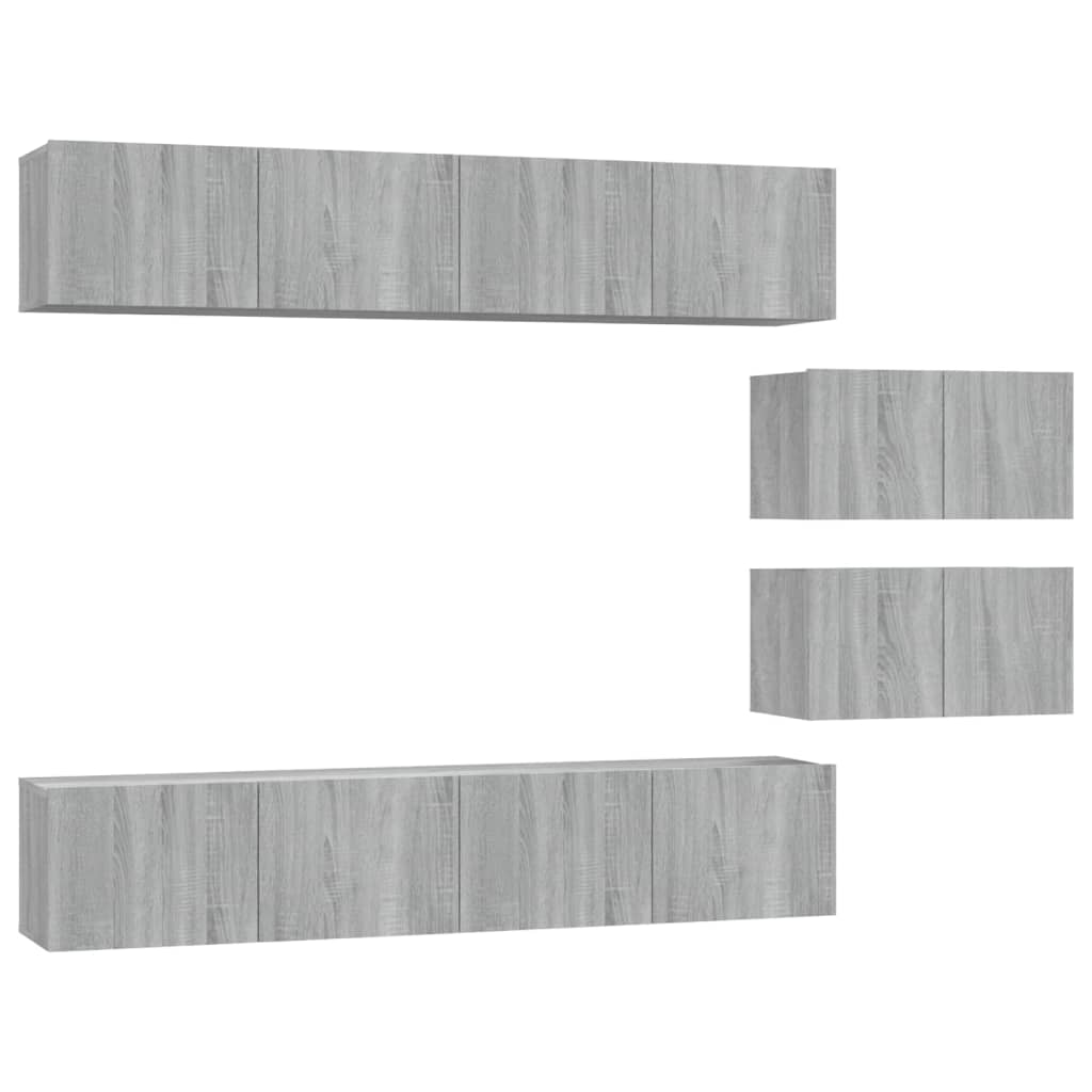 vidaXL Meuble TV, 6 pcs, gris Sonoma, aggloméré