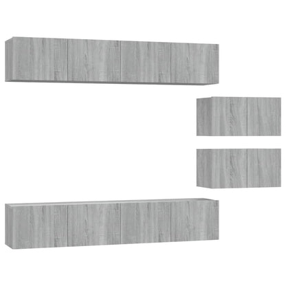vidaXL Meuble TV, 6 pcs, gris Sonoma, aggloméré