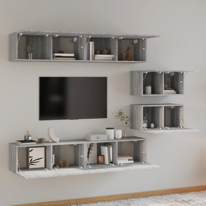 vidaXL Meuble TV, 6 pcs, gris Sonoma, aggloméré