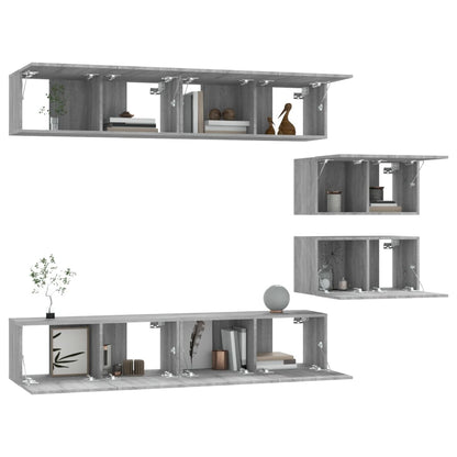 vidaXL Meuble TV, 6 pcs, gris Sonoma, aggloméré