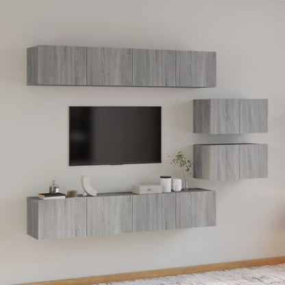 vidaXL Meuble TV, 6 pcs, gris Sonoma, aggloméré