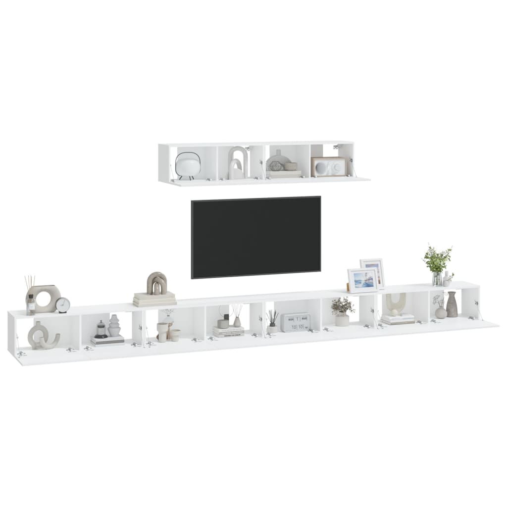 vidaXL Meuble TV 6 pièces blanc en bois d'ingénierie