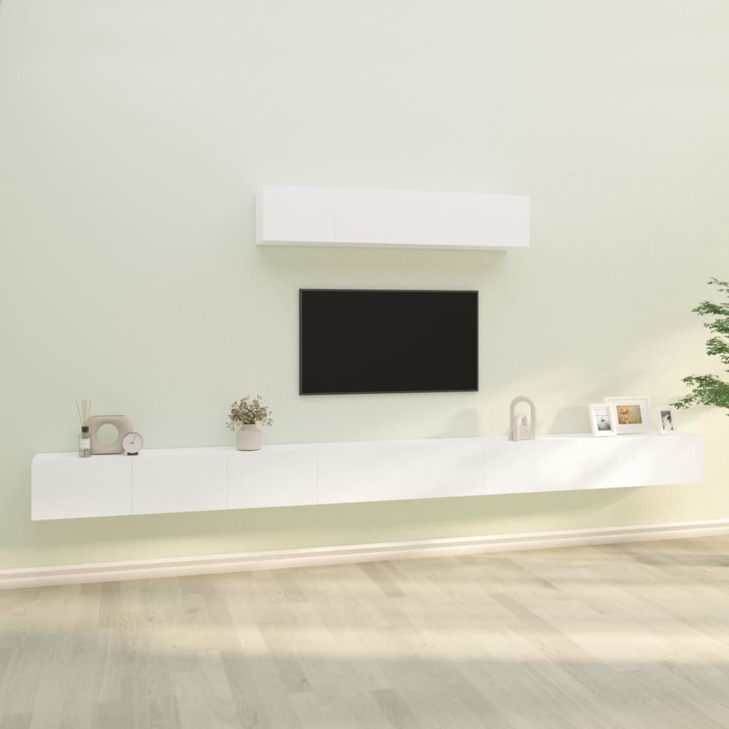 vidaXL Meuble TV 6 pièces blanc en bois d'ingénierie