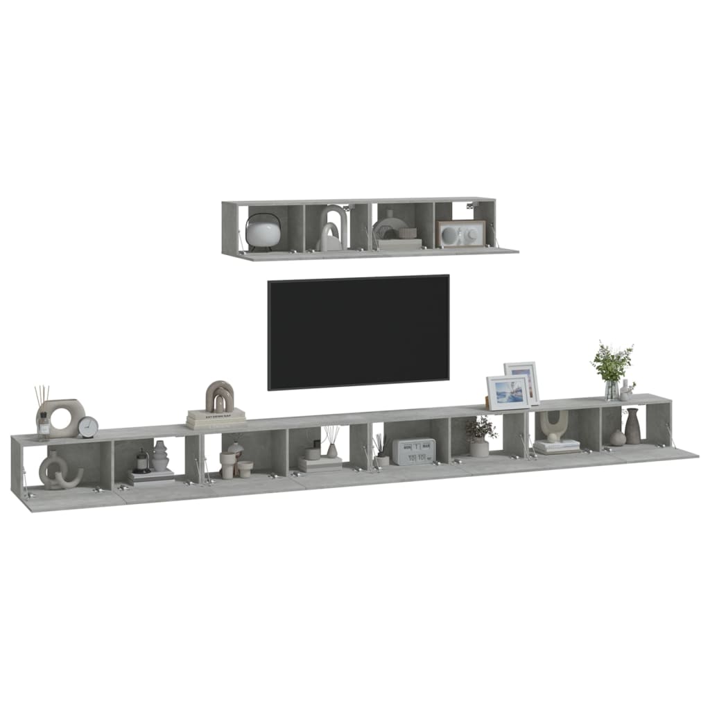 vidaXL Ensemble de 6 meubles TV gris béton, bois d'ingénierie