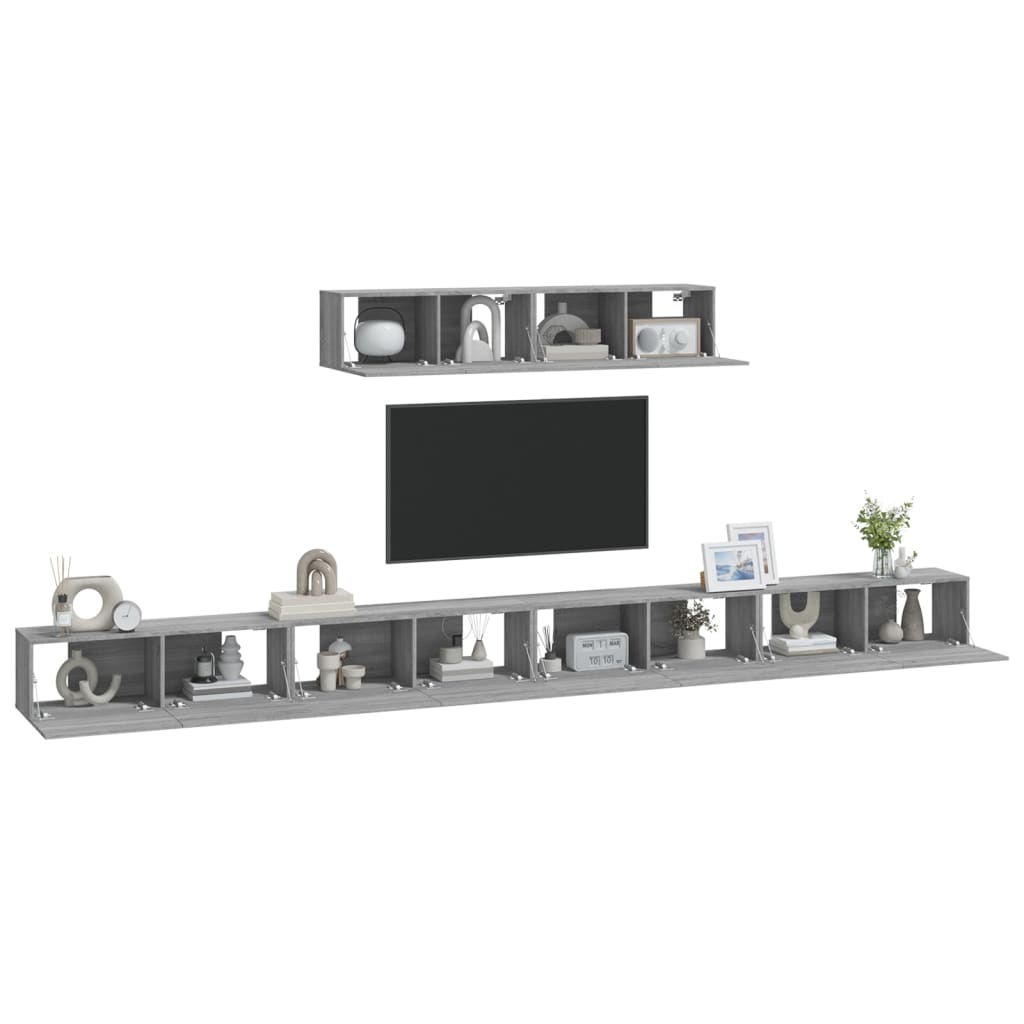 vidaXL Meuble TV, 6 pcs, gris Sonoma, aggloméré