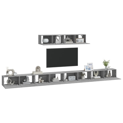 vidaXL Meuble TV, 6 pcs, gris Sonoma, aggloméré