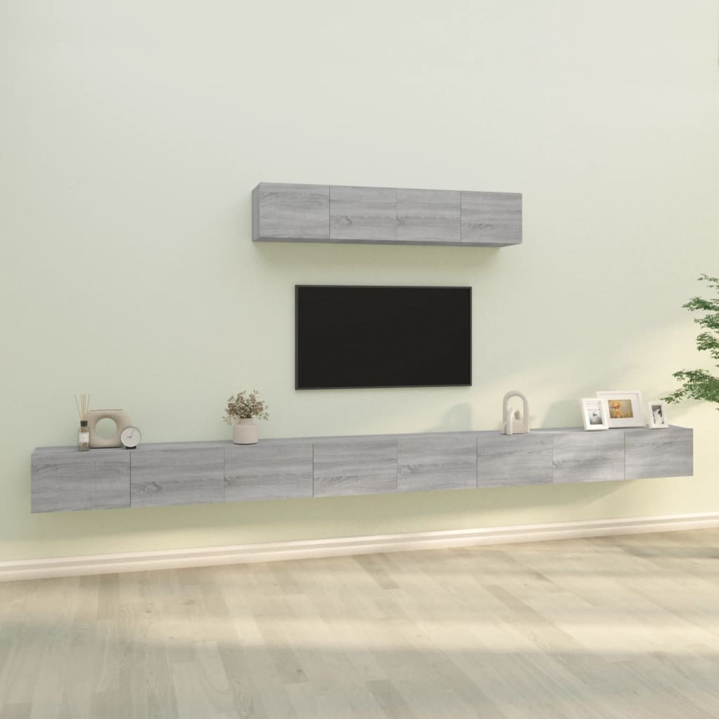 vidaXL Meuble TV, 6 pcs, gris Sonoma, aggloméré