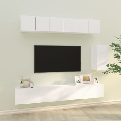 vidaXL Ensemble de 6 meubles TV blanc en bois d'ingénierie