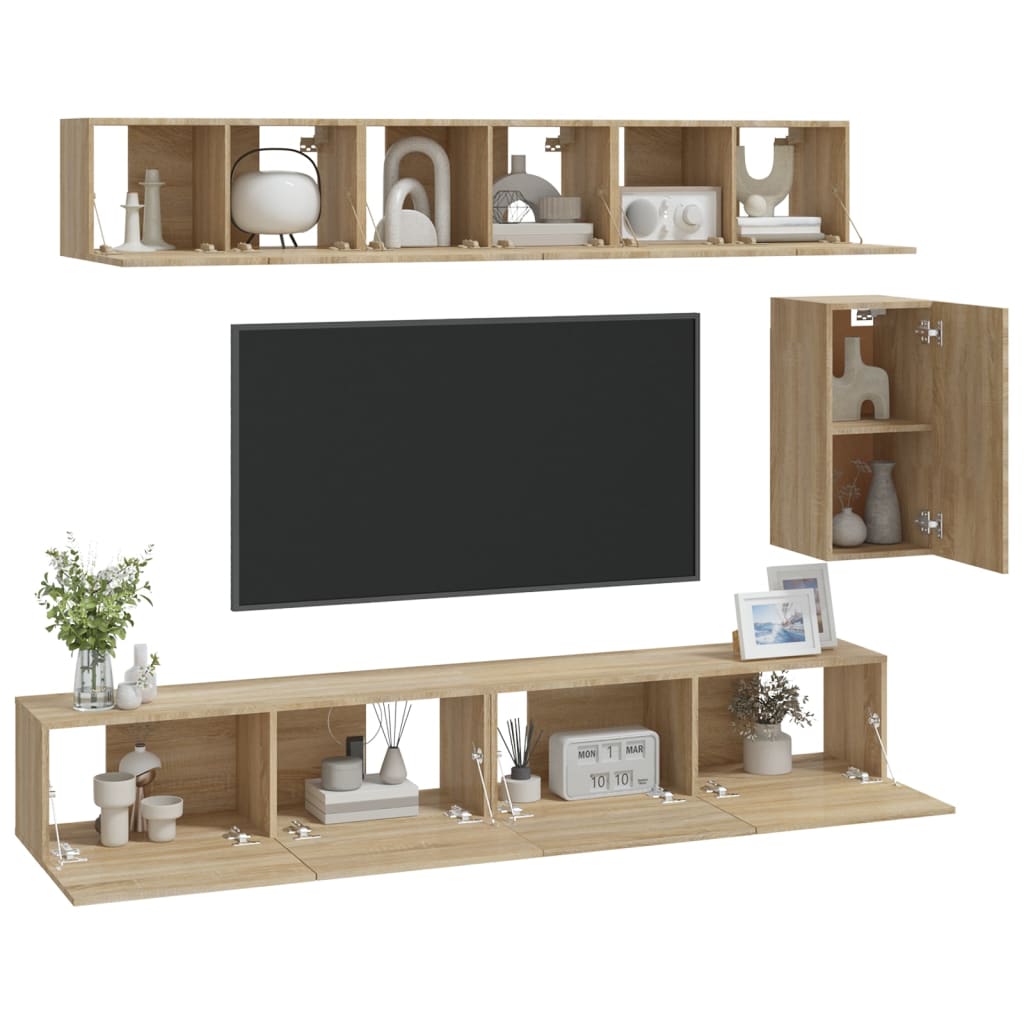 vidaXL Meuble TV 6 pièces Aggloméré Chêne Sonoma