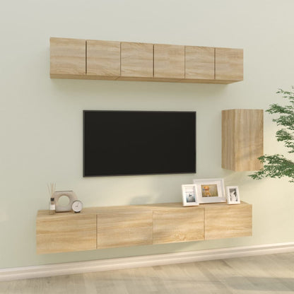 vidaXL Meuble TV 6 pièces Aggloméré Chêne Sonoma