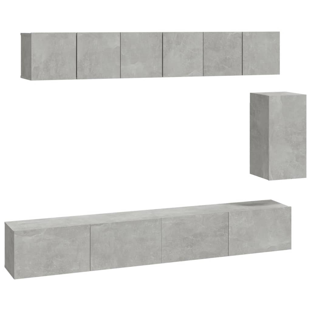 vidaXL Ensemble de 6 meubles TV gris béton, bois d'ingénierie