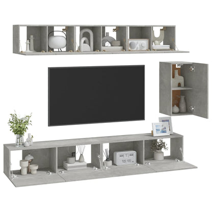 vidaXL Ensemble de 6 meubles TV gris béton, bois d'ingénierie