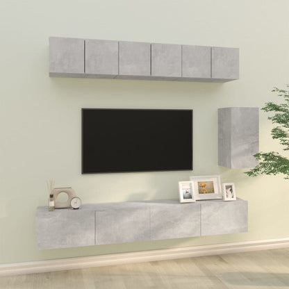 vidaXL Ensemble de 6 meubles TV gris béton, bois d'ingénierie