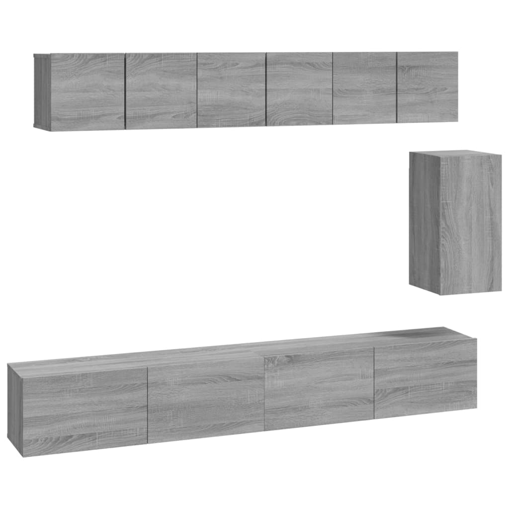 vidaXL Meuble TV, 6 pcs, gris Sonoma, aggloméré