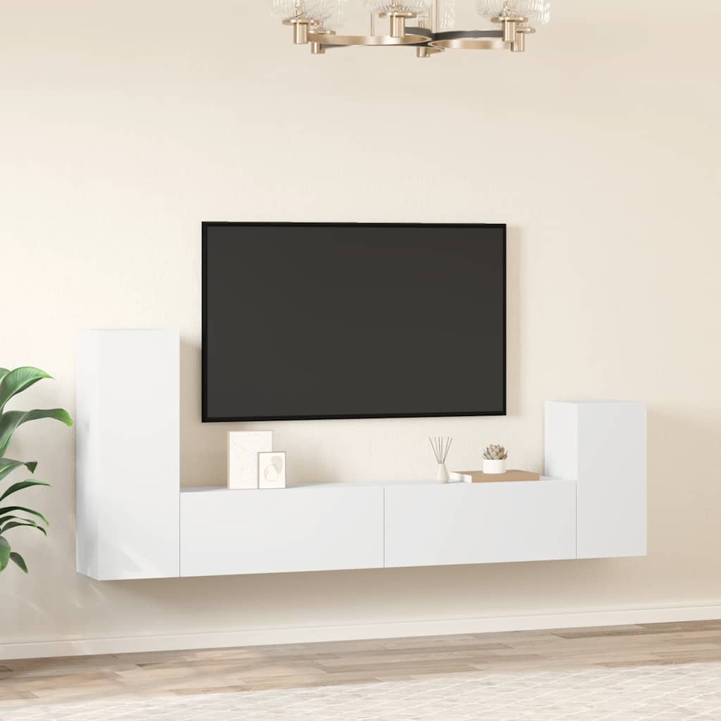vidaXL Ensemble de 4 meubles TV Blanc Bois d'ingénierie