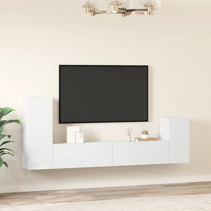 vidaXL Ensemble de 4 meubles TV Blanc Bois d'ingénierie