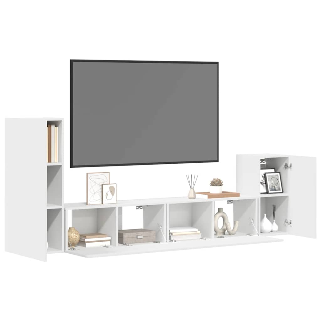 vidaXL Ensemble de 4 meubles TV Blanc Bois d'ingénierie