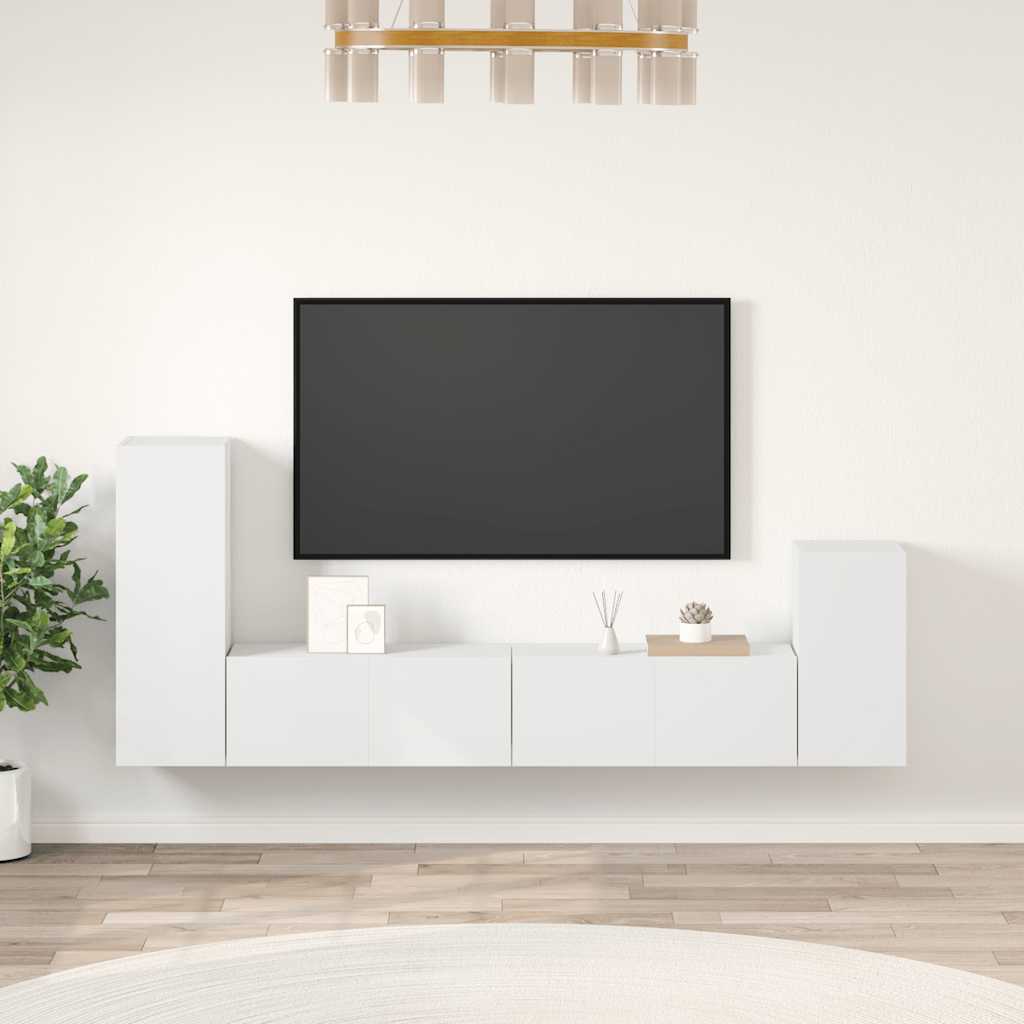 vidaXL Ensemble de 4 meubles TV Blanc Bois d'ingénierie