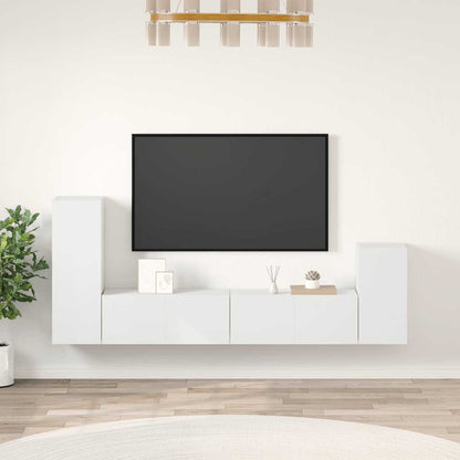 vidaXL Ensemble de 4 meubles TV Blanc Bois d'ingénierie