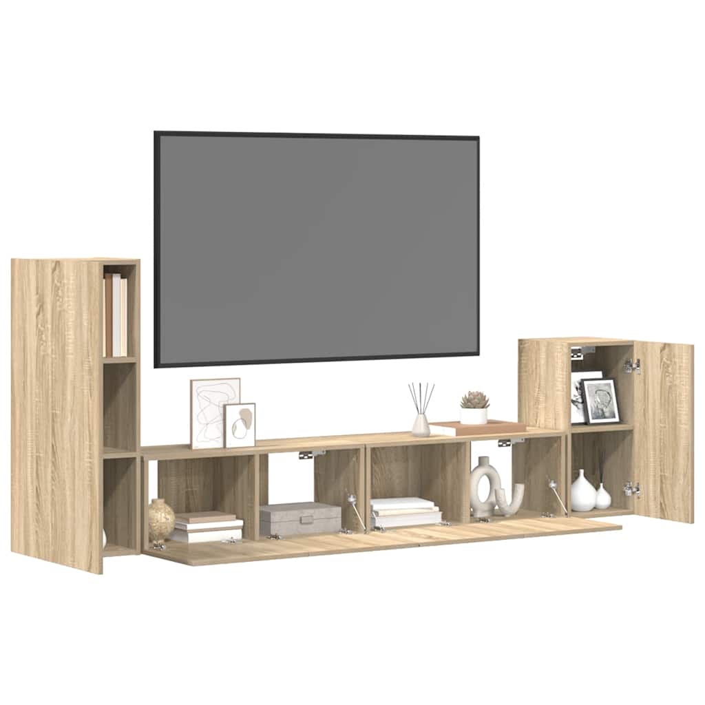 vidaXL Meuble TV 4 pcs Aggloméré Chêne Sonoma