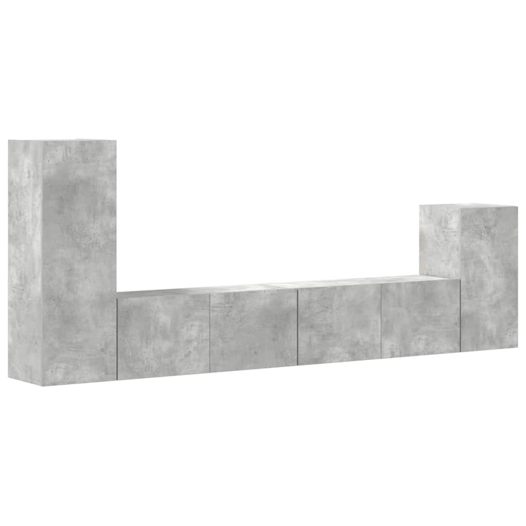 vidaXL Meuble TV 4 pcs Gris béton Aggloméré