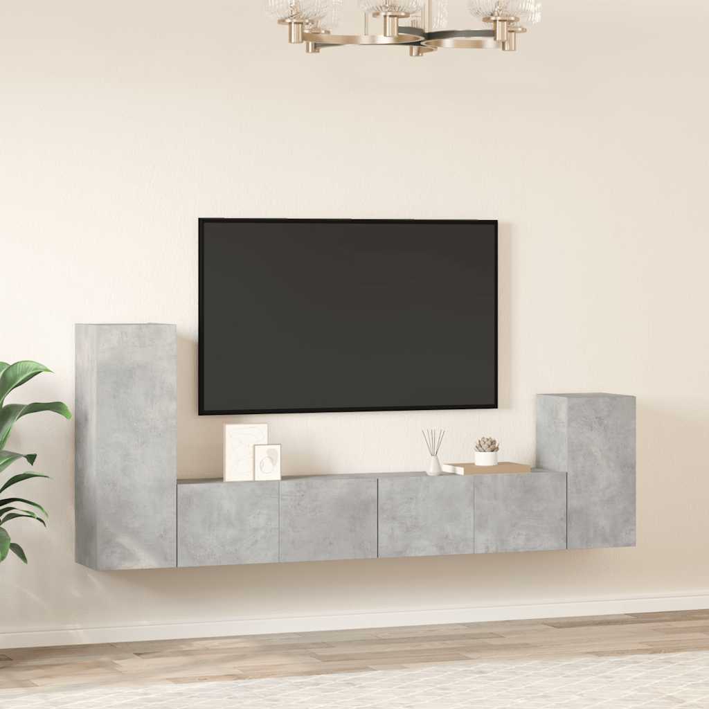 vidaXL Meuble TV 4 pcs Gris béton Aggloméré