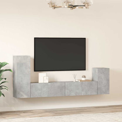 vidaXL Meuble TV 4 pcs Gris béton Aggloméré