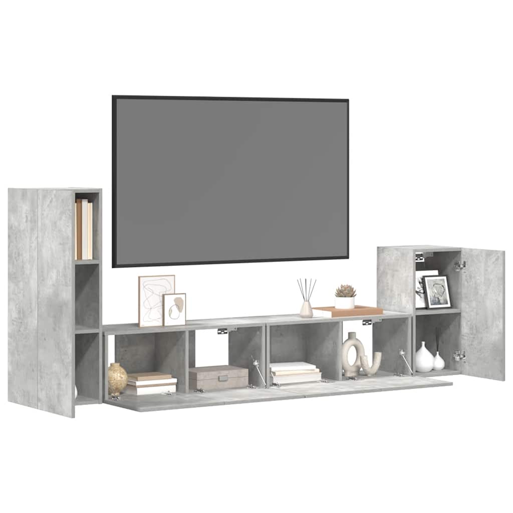 vidaXL Meuble TV 4 pcs Gris béton Aggloméré