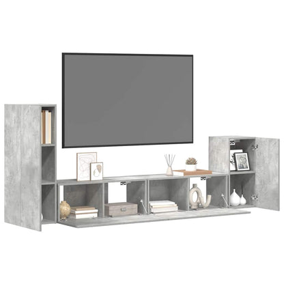vidaXL Meuble TV 4 pcs Gris béton Aggloméré